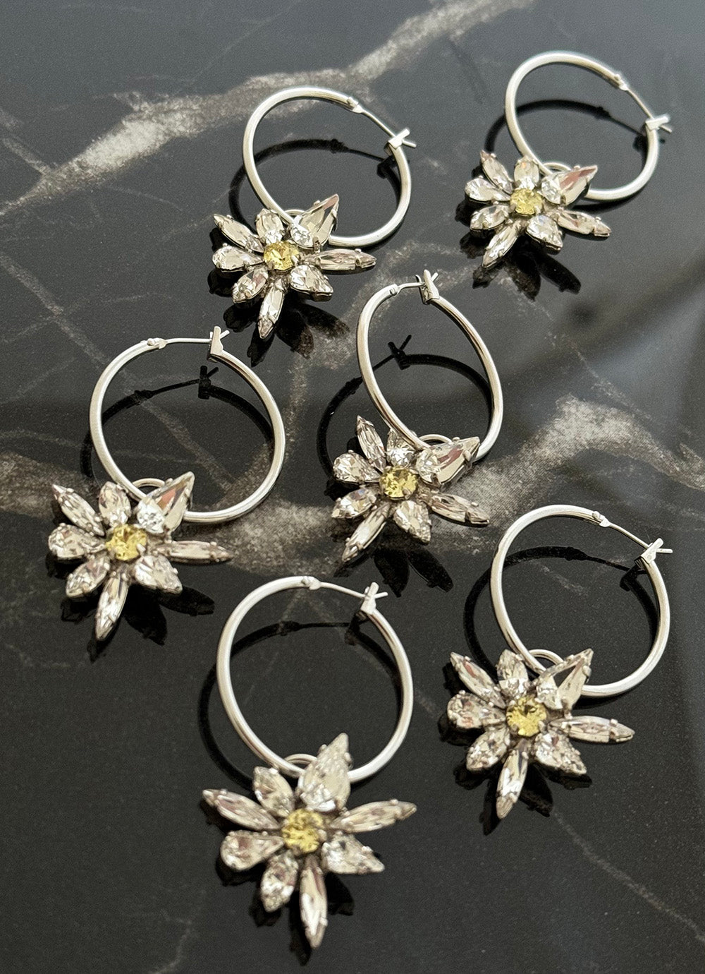 Mini Crystal Daisy Hoops